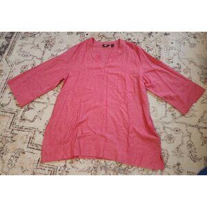 Lands' End Women's Sz. XL Pink LInen V Neck Tunic Top